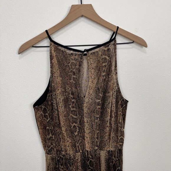 Vtg Candalite Dress Womens Medium Brown Sparkle Maxi Cocktail Event Tulle Ruched - Picture 7 of 16